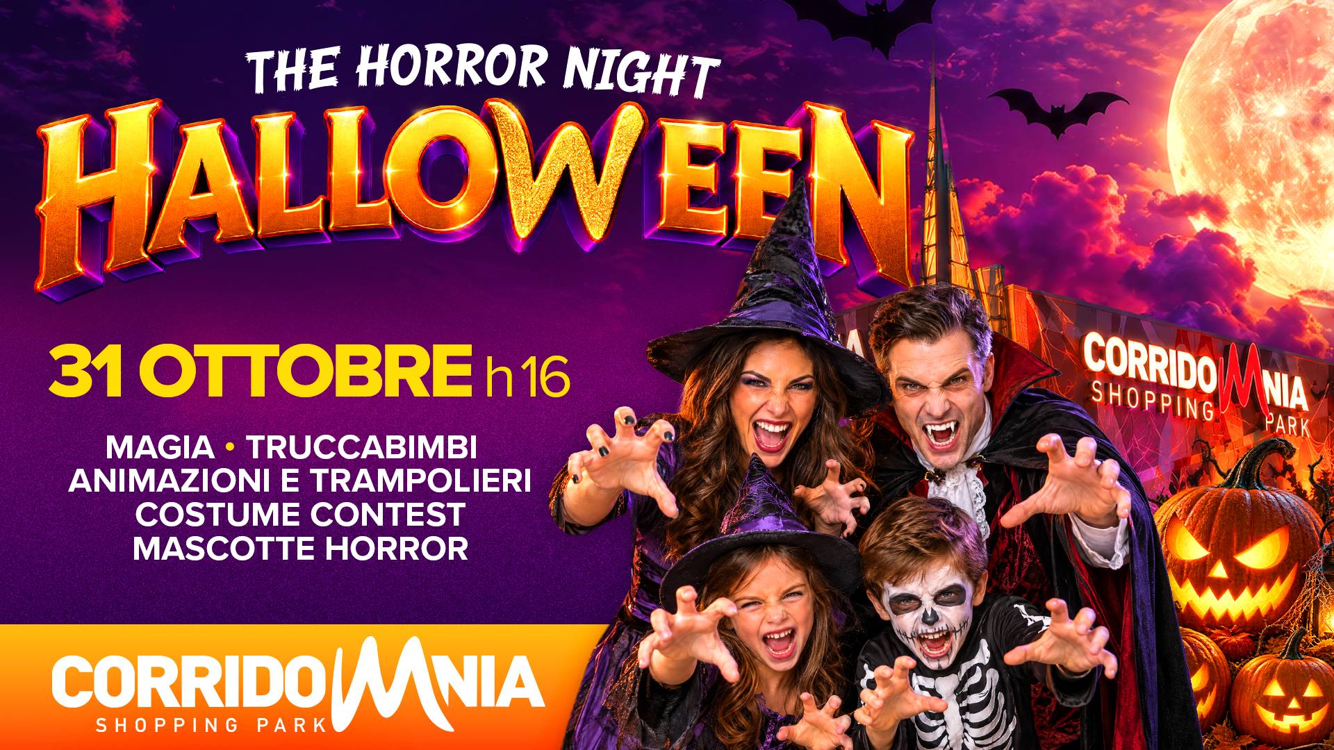 The Horror Night – Halloween al CorridoMnia Shopping Park The Horror Night: Halloween al CorridoMnia Shopping Park, 31 ottobre dalle ore 16